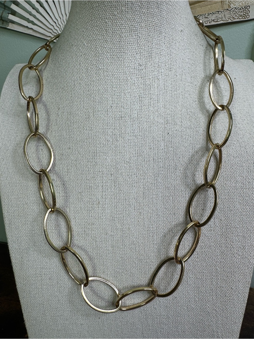Gold Tone Large Oval Link Necklace